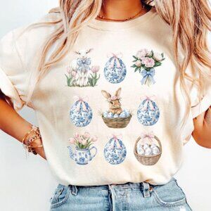 Coquette Toile Easter Shirt, Happy Easter Tee